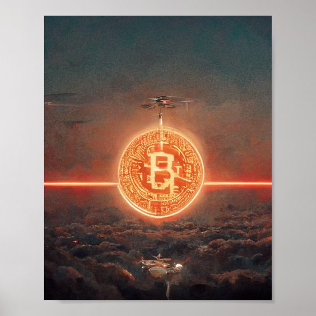 Poster Papier peint Bitcoin (Devant)