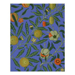 Poster Papier peint coloré Grenade Bleue de William Morri