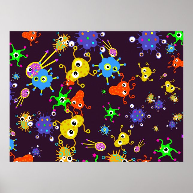 Poster Papier peint de bactéries (Devant)