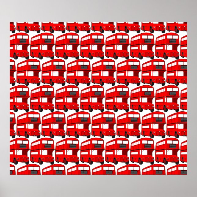 Poster Papier peint de bus Red London Double Decker (Devant)