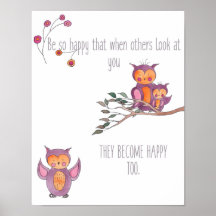 Papier peint de crèche au bébé hibou à l'aquarelle