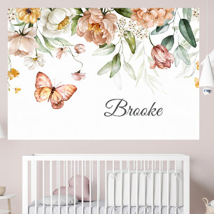 Poster Papier peint de nurserie aux fleurs aquarelles vin