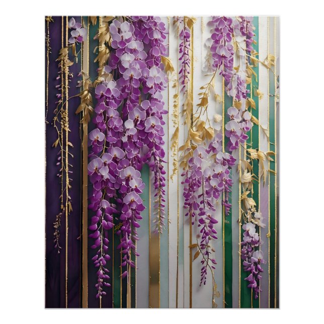 Poster Papier peint en fleurs Violet Gold Wisteria (Devant)