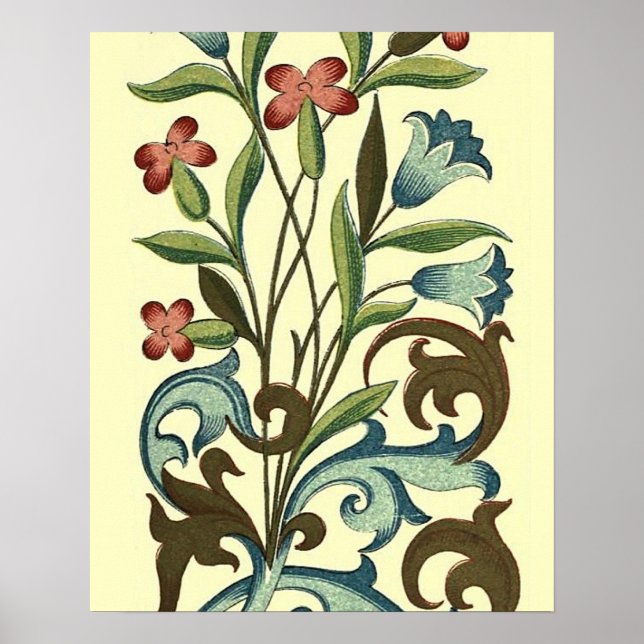 Poster Papier peint floral Art Nouveau Joli (Devant)