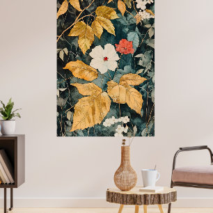 Poster Papier peint floral, motif floral de style botaniq