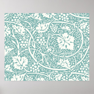 Poster Papier peint floral William Morris sarcelle