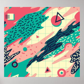 Poster Papier peint géométrique Retro tendance Memphis