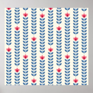 Poster Papier peint géométrique scandinave floral