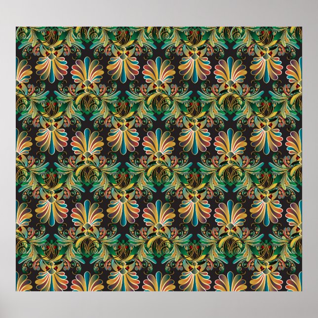Poster Papier peint Ornate Flower Luxury (Devant)