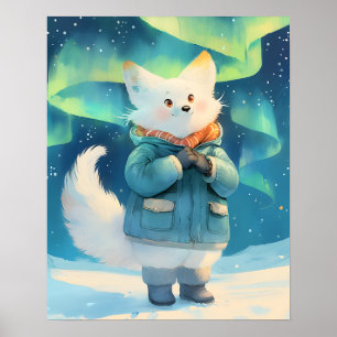 Poster Papier peint pour la chambre de bébé avec renard a
