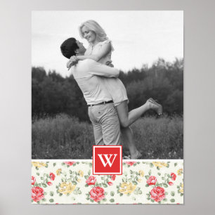 Poster Papier peint rose élégant   Photo avec Monogramme
