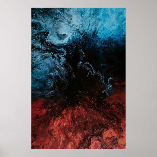 Poster Papier peint rouge et bleu (Devant)