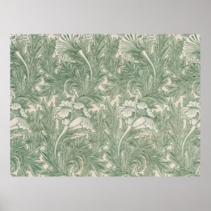 Poster papier peint textile tulipe william morris vert