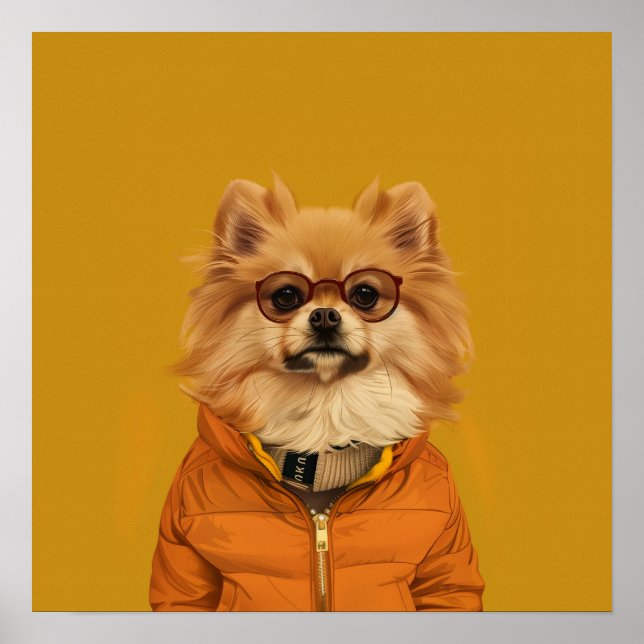 Poster Papier poméranien adorable (Devant)