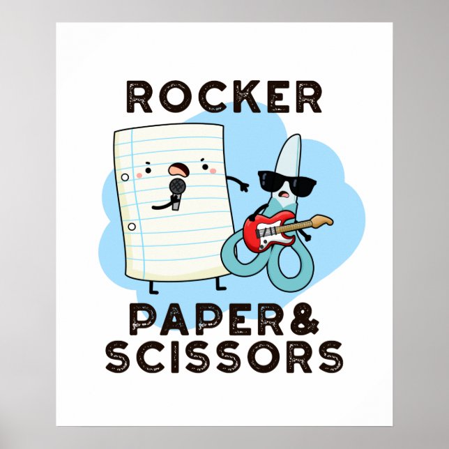 Poster Papier Rocker Et Ciseaux Drôle Jeu Pun (Devant)