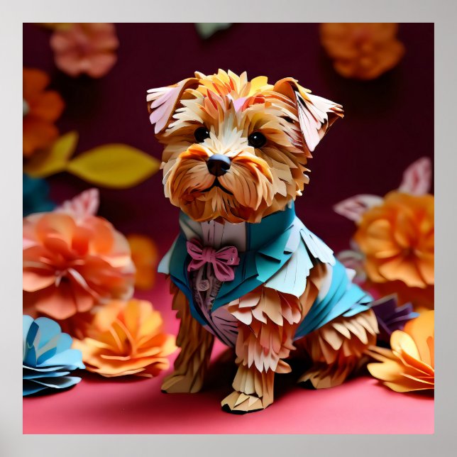 Poster Papier Rococo Norfolk Terrier Pastel Couleurs (Devant)