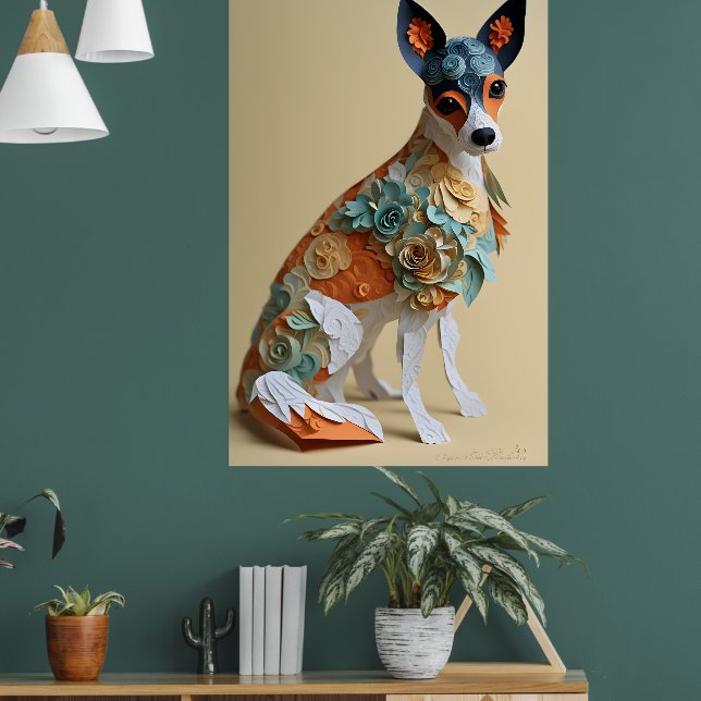 Poster Papier Rococo Toy Fox Terrier Pastel Couleurs (Salon 1)