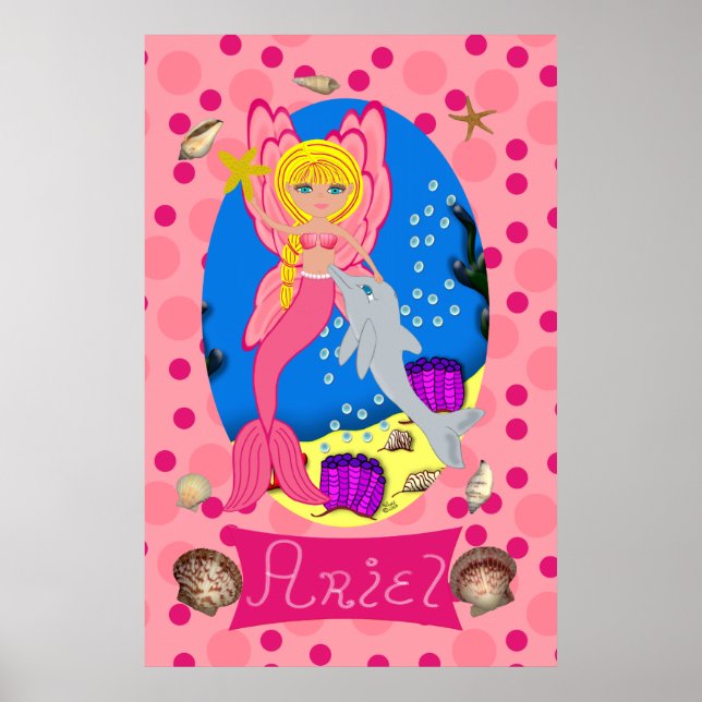 Poster Papier rose et dauphin (Devant)
