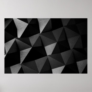 Poster Papier texturé plié noir origami brillant abstrait
