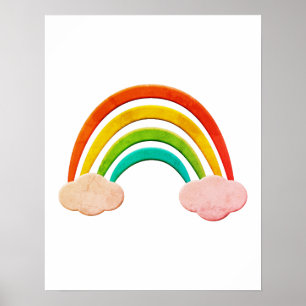 Poster Papier vintage Coupé Arc-En-Ciel Et Nuages