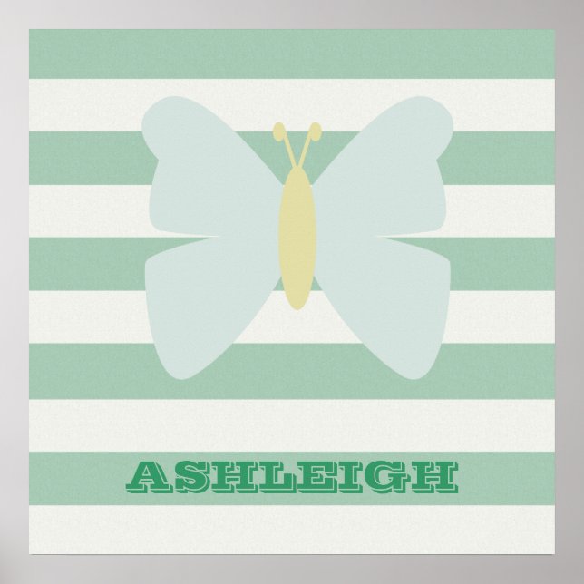 Poster Papillon à pinte et à rayures blanches (Devant)