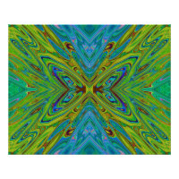 Papillon Abstrait Chartreuse et Bleu Trippy