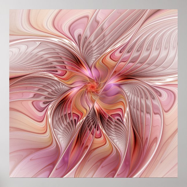 Poster Papillon Abstrait coloré Imaginaire Fractal Art (Devant)