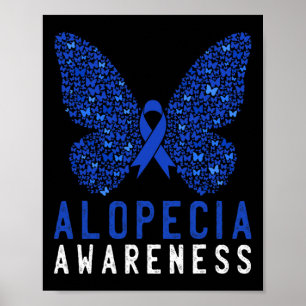 Poster Papillon Alopecia Sensibilisation Bleu AA Ribbon S