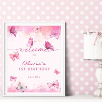 Papillon Anniversaire Rose & Or Poussière Bienvenu