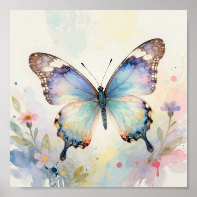 Poster Papillon Aquarelle (Devant)