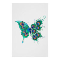 Papillon aux plumes de paon vert