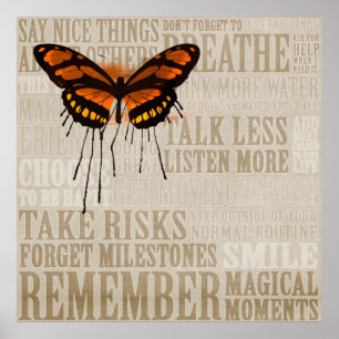 Poster Papillon avec des Mots