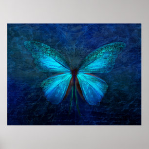 Poster Papillon bleu
