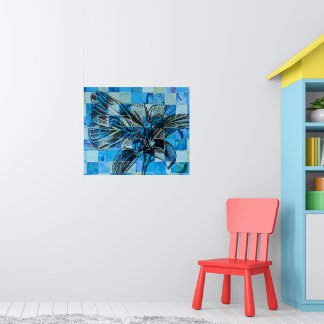 Poster papillon bleu mosaïque