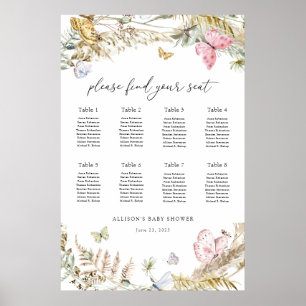 Poster Papillon Boho sur le chemin Baby Seating Chart