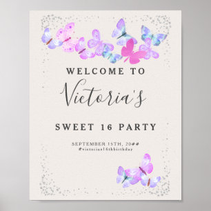 Poster Papillon Ciel Aquarelle Papillons Bienvenue