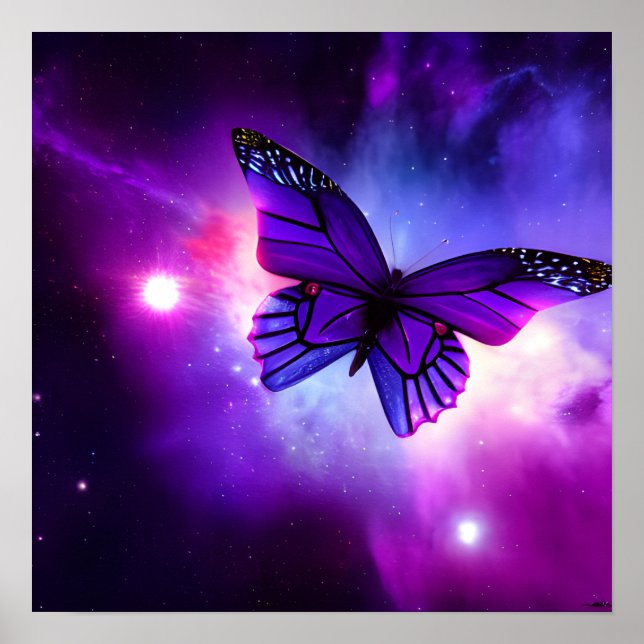 Poster Papillon Ciel Violet (Devant)