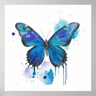 Poster Papillon Coloré Aquarelle