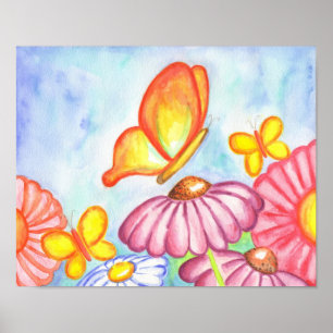 Poster Papillon Daisy Art Imprimer l'affiche
