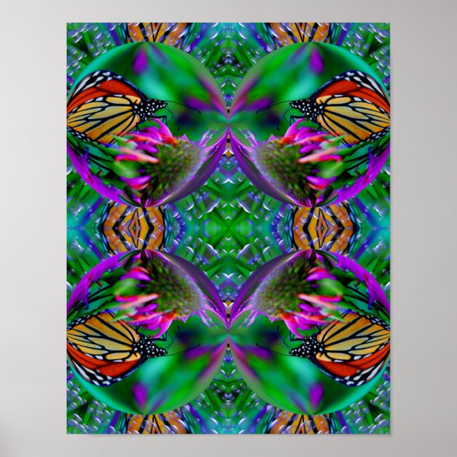 Poster Papillon dans une bulle Abstrait Art de la nature (Devant)