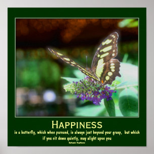 Poster Papillon de bonheur Citation Motivante