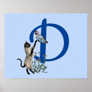 Poster Papillon de chat siamois Monogramme Initial D