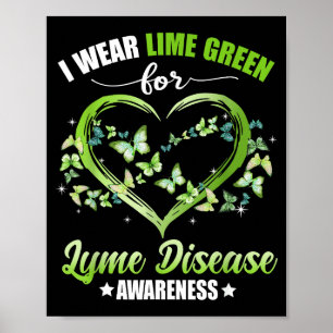 Poster Papillon de cœur Je porte du vert pour la sensibil