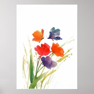 Poster papillon de couleur d'eau