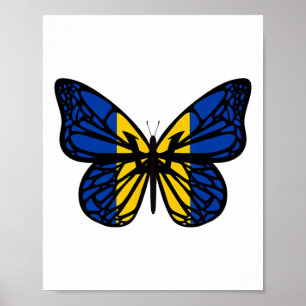 Poster Papillon de couleur du drapeau de l'Ukraine - Tryz