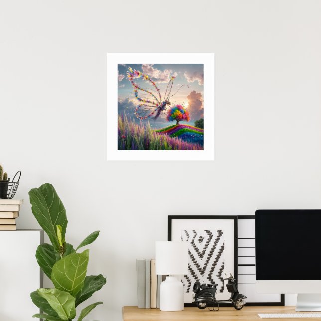 Poster Papillon de dragon lunaire en fleur : complexe (Bureau à domicile)