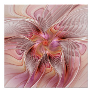 Poster Papillon de fantaisie coloré abstrait d'art fracta