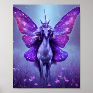Poster Papillon de licorne violette