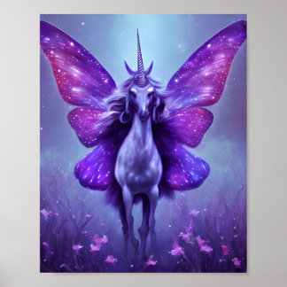 Poster Papillon de licorne violette