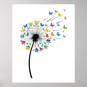 Poster Papillon de pissenlit en vol